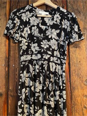 Black Dress with Cream Floral Print